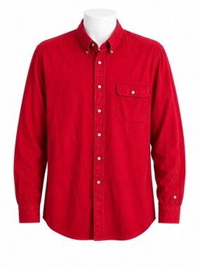 Size XL Chaps Ralph Lauren Men’s Red Corduroy Button Down Shirt Cotton Casual